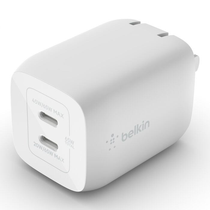 Belkin 65W Dual USB-C GaN Wall Charger with PPS